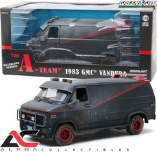 GREENLIGHT 13567 1:18 1983 GMC VANDURA VAN BLACK A-TEAM WEATHERED BULLET HOLES