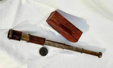Antique brass telescope marine nautical leather pirate spyglass vintage gift