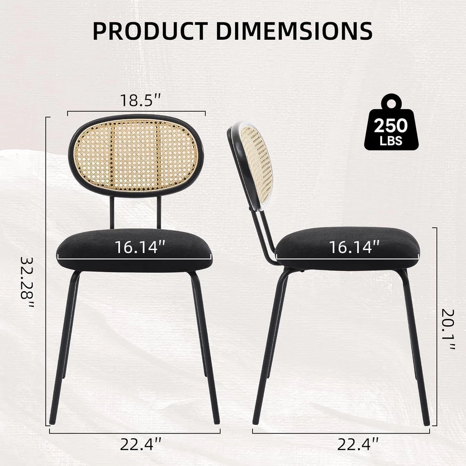 Dining Chair Set of 2 Modern Upholstered Dining Chairs with Metal Legs - Image 3 of 4