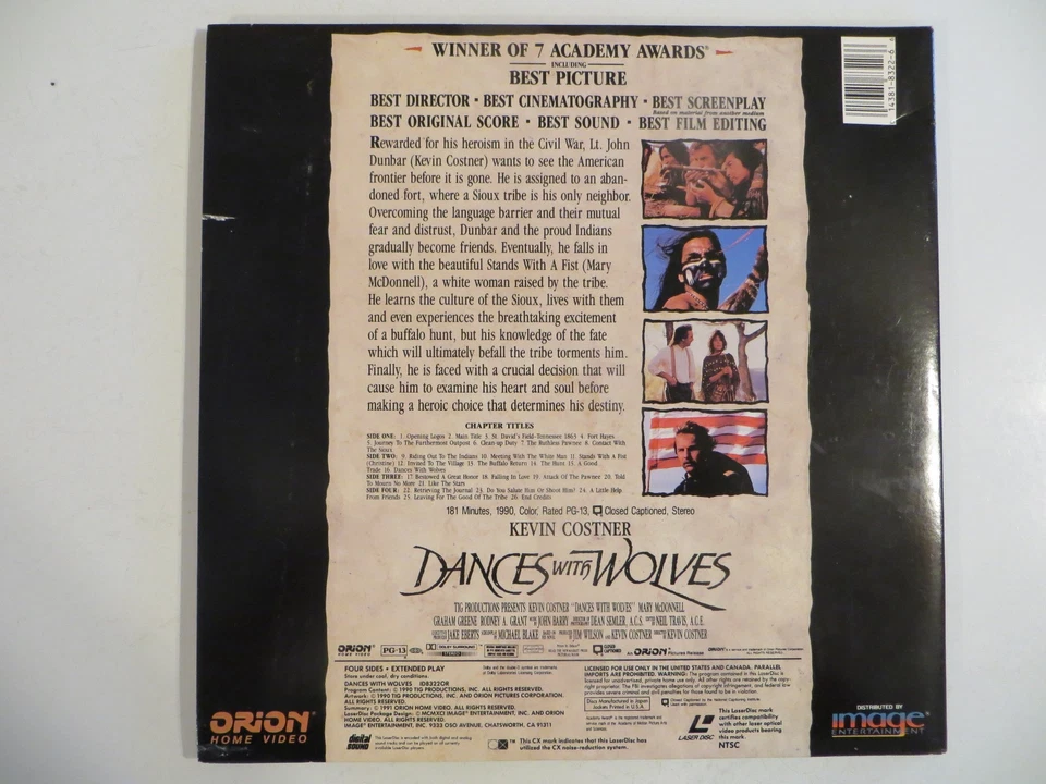 Dances with Wolves - Laser Disc, Widescreen - Kevin Costner - Image 2 of 4
