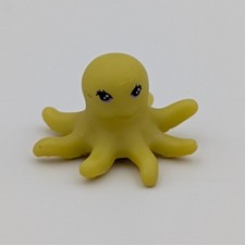 Yellow Octopus Mini Bath Toy Squeeze Water Squirt Toy Purple Eyes Sea Animal