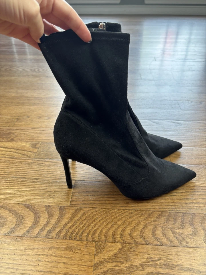 Botines Zara de tela negra con tacón de aguja cremallera lateral talla 40 Foto 3 de 4