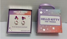 Hello Kitty  Friends Stud Earrings Fine Silver Plated Enamel Gift Box