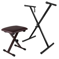 5 Core Keyboard Stand Piano Bench Set Adjustable Key Board Stands w Music Chair
