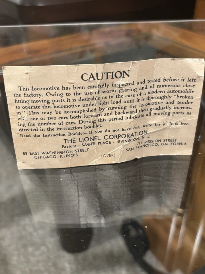 Original Lionel Prewar 700E 763E Inspection Card! (Very Scarce)!!! - Image 2 of 4