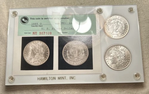 1888 64/65 & 1885-O 64/65 Morgan IGA Photograde Vintage DUAL Holder UNC - Rare