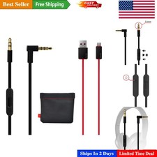 AUX Audio and Charger Cable Set for Beats - Built-In Microphone, Stylish Black