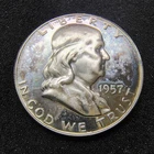 1957 Proof Franklin Half Dollar - Philadelphia - 90% Silver - BU Light Toning