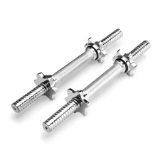 14” Adjustable Chrome Threaded Dumbbell Handles for Standard Weight Plates wi...