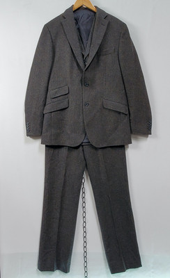 Y2K Walker Slater 3 Piece 2 Button Suit 100% Grey Scottish Tweed Wool Suit XL