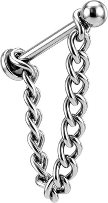 Titanium Snake Bites Lip Piercing Jewelry-16G Chain Lip Labret Stud with Chain,