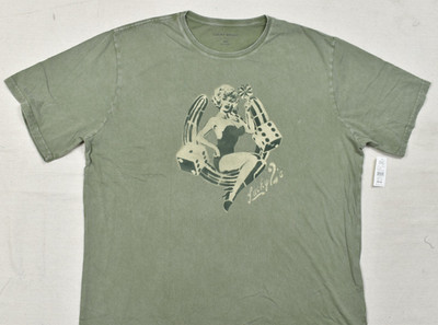 Lucky Brand Mens 3XLT Big & Tall Pinup Girl Graphic T-Shirt Olive Green Lucky 7s