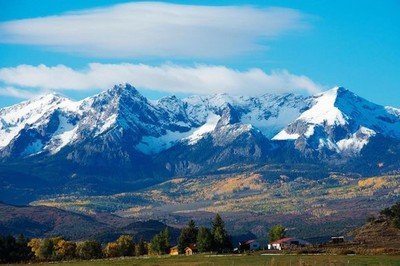 Snow Covered Rocky Mountains Rural Landscape Photo Laminated Poster 36x24
