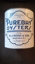 Antique PUREBAY OYSTER TIN 1 GAL. CAN Rhode Island