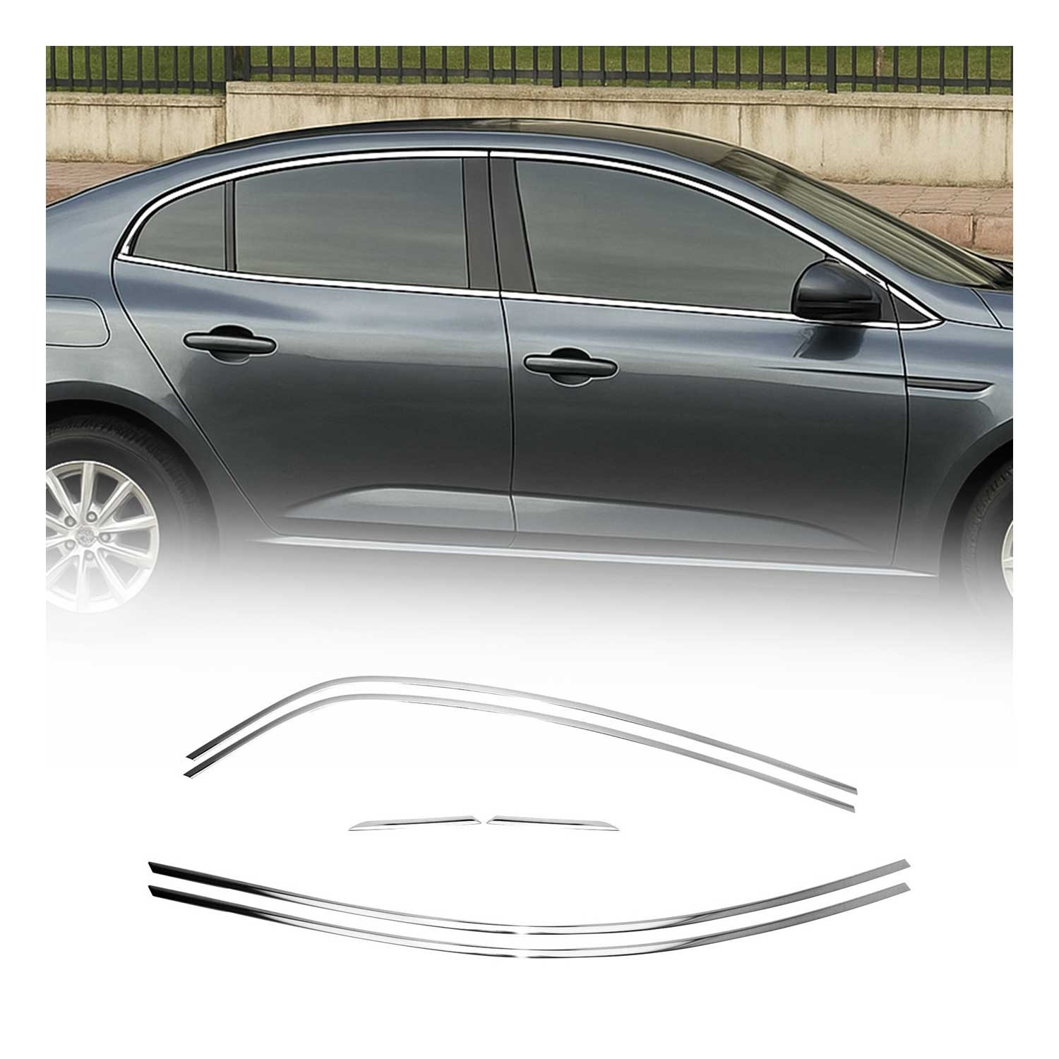 Garniture de fenêtre Megane IV personnalisation auto chic en acier