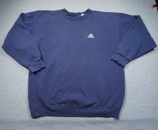Vintage Adidas Sweatshirt Mens Medium Blue Crewneck Pullover Embroidered Logo
