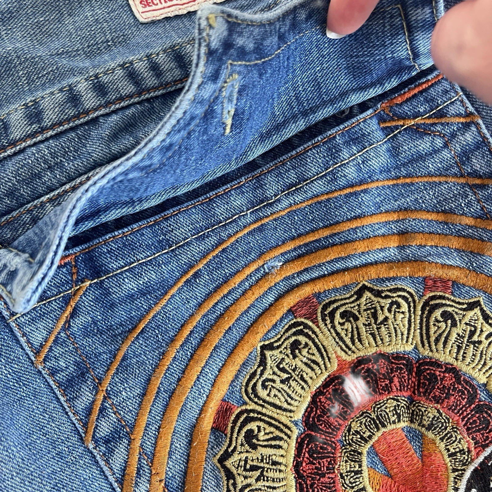 Vintage True Religion Billy Cutoff Jean Shorts Embroidered Boho Mens Size 40 thumbnail 9