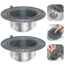 2 Pack Non-Standard 3 in 1 Kitchen Sink Drain Strainer for Sink Drain Width 3-3.