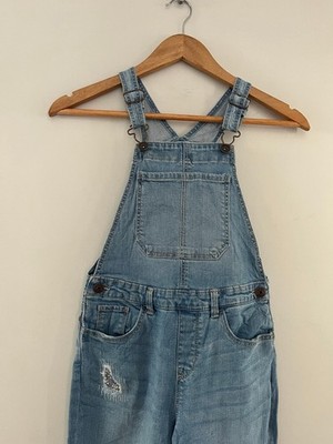 OshKosh B'gosh Denim Latzhose Größe 10 Kinder helle Waschung abgenutzt Y2K