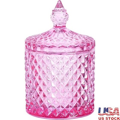 Glass Storage Jar W/ Lid Sugar Candy Nuts Dried Fruits Biscuits Kitchen Decor US