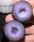 1Pair Rare China Natural Warring States Red Agate Geode Quartz Crystal Slices
