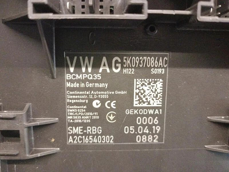 5K0937086AC módulo confort para SEAT ALHAMBRA (710 711) 1.4 TSI 2010 5677631 - Immagine 3 di 3