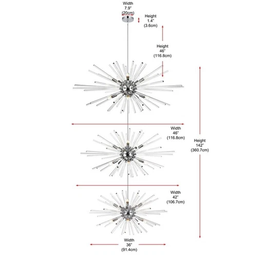 Elegant Lighting Sienna 46" 30-Light Metal/Glass Chandelier in Chrome/Clear - Picture 9 of 9
