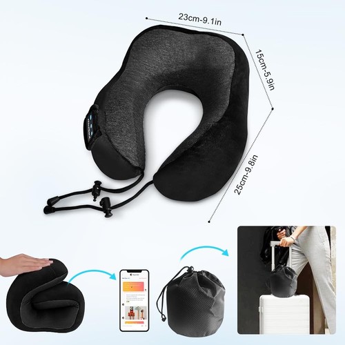 Neck Pillow with Bluetooth Headphones Function for Travel, Travel Pillow 100%... - Picture 7 of 9