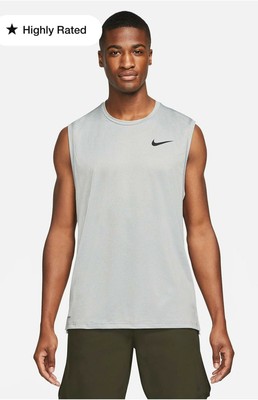 New Nike Pro Dri-FIT Particle Grey Men's Standard Fit Tank Vest Sizes S-XL  | eBay