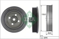 544 0139 10 INA Riemenscheibe, Kurbelwelle FüR Ford