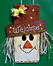 FALL SCARECROW SIGN Halloween Thanksgiving Holiday Wall Door Wood Plaque Autumn