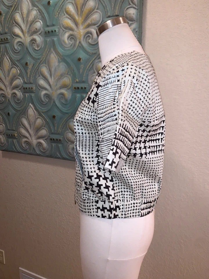 Cabi Women XS Coupe Bomber Jacket Style #931 Black/off White Double Zipper #788 - Image 2 of 4