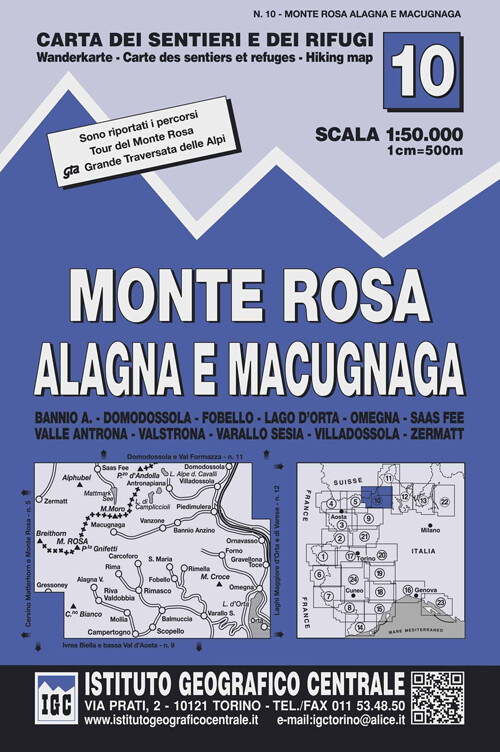 Carta N. 10 Monte Rosa, Alagna E Macugnaga 1:50.000. Carta Dei Sentieri E Dei Ri