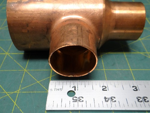 Mueller W40117 2in x 1-1/4in x 1-1/4 in Sweat Wrot Copper Reducing Tee C x C x C - Picture 5 of 6