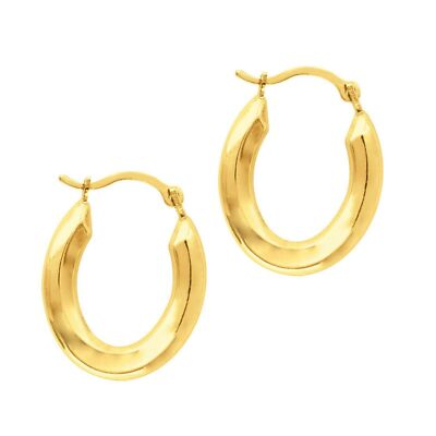 5/8 Zoll polierte ovale Back to Back Creolen echt 14 K Gelbgold