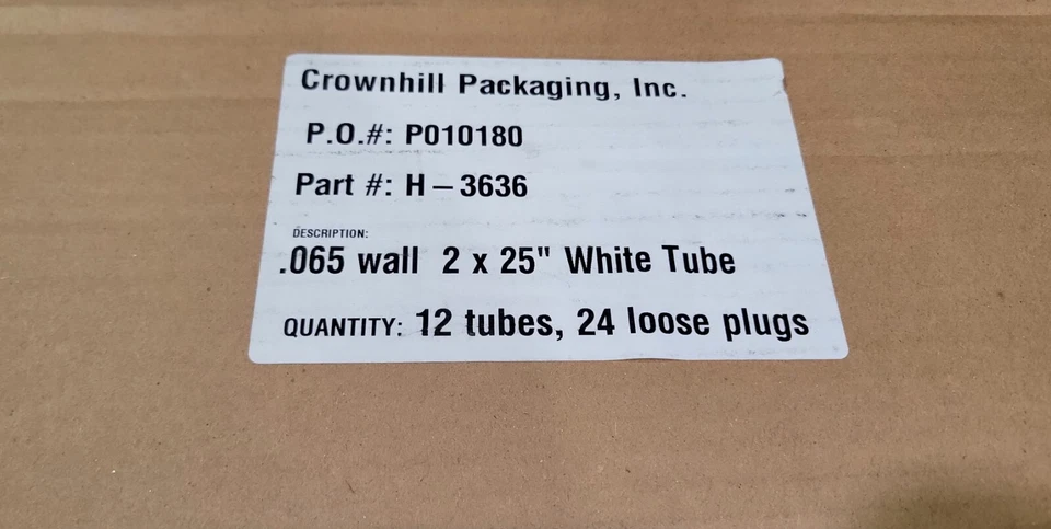Почтовые трубки с крышками 2 x 25 дюймов белые упаковка 12 шт. с крышками 0,065 настенные - Изображение 2 из 3