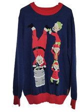 Tipsy Elves Ugly Christmas Sweater - Santa Beer Keg Stand Fraternity -XXL - SOFT