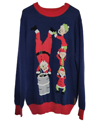 Tipsy Elves Ugly Christmas Sweater - Santa Beer Keg Stand Fraternity -XXL - SOFT