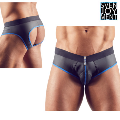 Sexy Mens Open Back Zip Front Shiny Matte Style Briefs