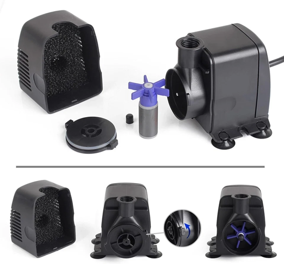 Springbrunnen Wasserspiel Fontäne 800L/h Pumpe Garten Brunnen Düsen Schwarz B224 - Bild 2 von 4