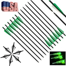 Hunting 20 inch Archery Carbon Crossbow Bolts Half Moon Nock OD 8.8mm Arrows