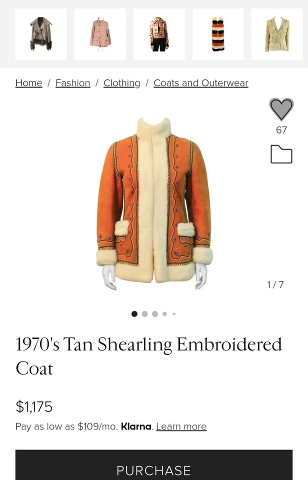 Винтажный 1970-х меха на Max стриженный мех вышитое пальто - Изображение 3 из 4