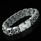 Gothic Men's German Knight Iron Cross Pattée Skull Stainless Steel Bracelet
