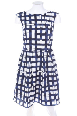 Jake*s Cocktailkleid Kleid Abendkleid Karo kariert D 32 dunkelblau off-white