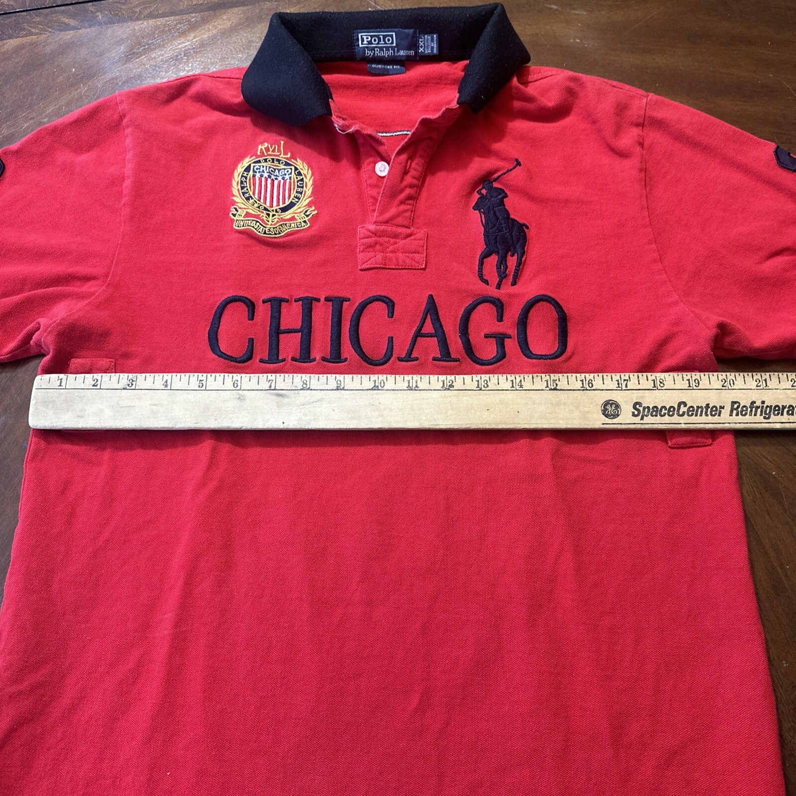 Polo Ralph Lauren Shirt Mens XXL Red Big Pony Polo Short Sleeve Chicago Vintage image 4