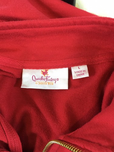 Quacker Factory Women's Bling Full Zip Vest Red with Gold Stitch and Zipper - Picture 9 of 13