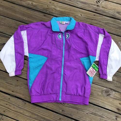 Vtg NOS Bold Spirit Lined Track Jacket Windbreaker Size S Retro 80s Colorblock