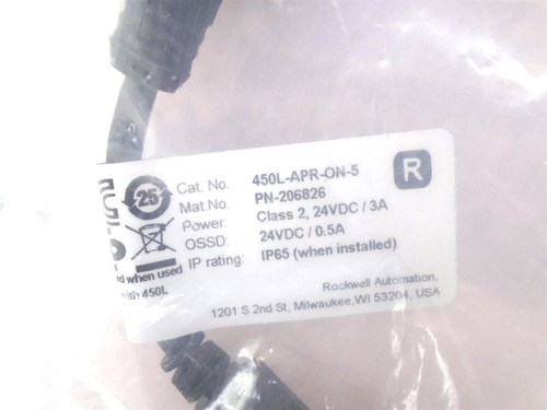 ALLEN BRADLEY 450LAPRON5 - M12 5-Pin On/Off Receiver Plug-In GUARDSHIELD 450L-B - Picture 4 of 17