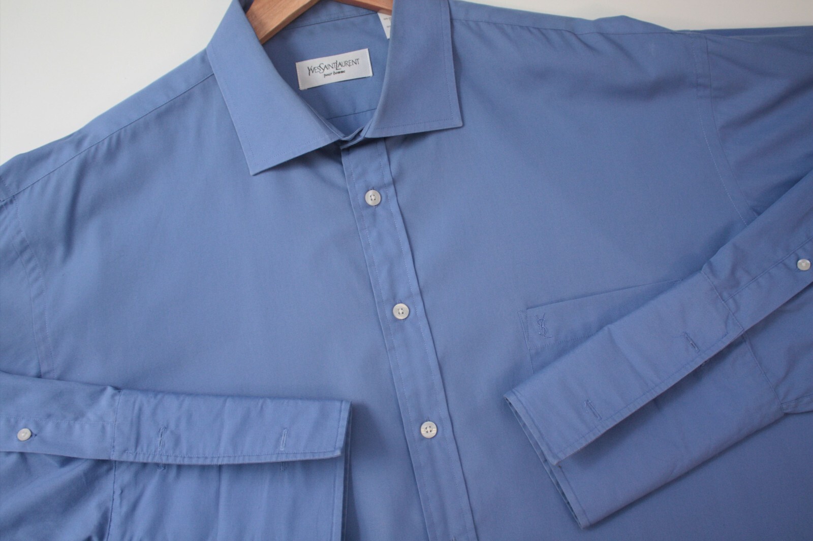 Yves Saint Laurent Camicia Blu Gemelli Uomo 44 17 1 2