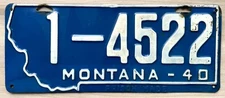 1940 Montana License Plate - Nice Original Paint Condition